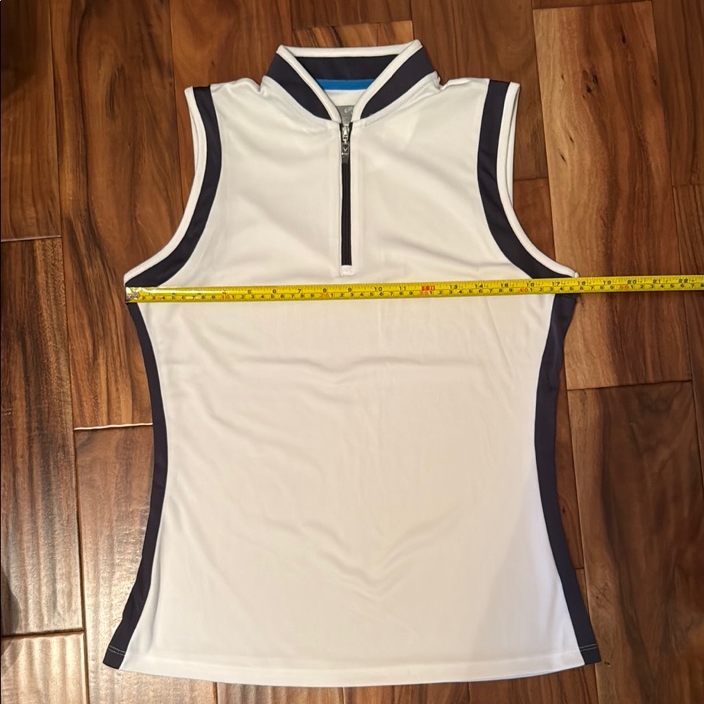 Callaway White Cream Sleeveless Fitted Polo Tank Top